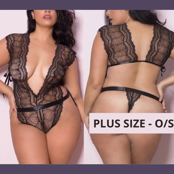 NWT Oh la la Cheri Lingerie Eliza Lace Teddy‎ Bodysuit [ PLUS SIZE O/S ] - Picture 1 of 12